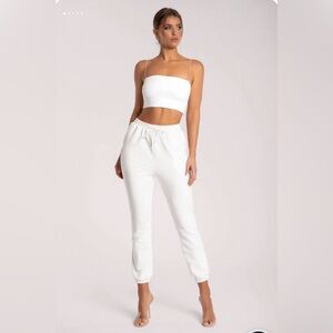 Meshki White Joggers Pants